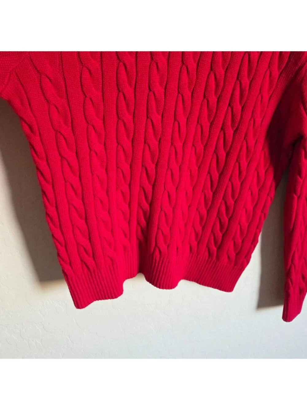 Polo Ralph Lauren Cable Knit Cotton Sweater Pullover Red Men's XL Pony Preppy